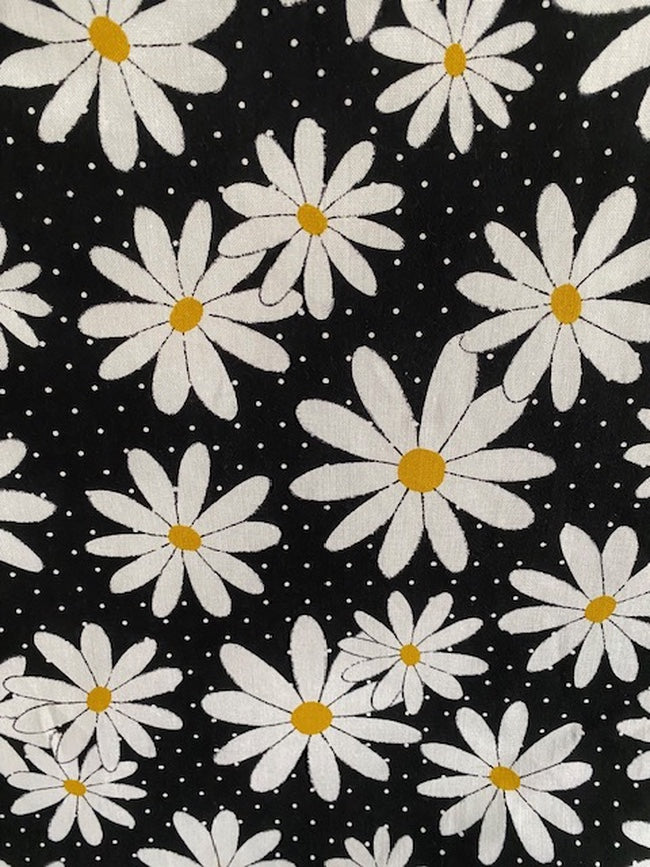 Handmade Lined Large Size Daisy Flowers Reversible Tote Bag