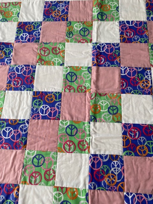 Handmade Peace Symbols Teen Throw Quilt