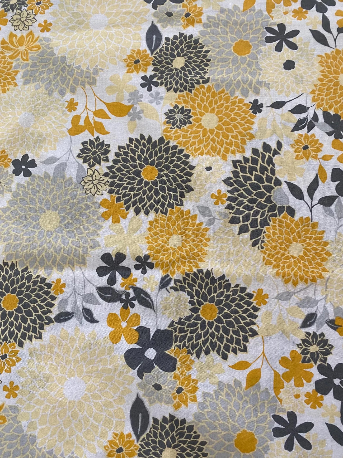 Handmade Standard/Queen Size Pillowcase with Yellow and Grey Flowers