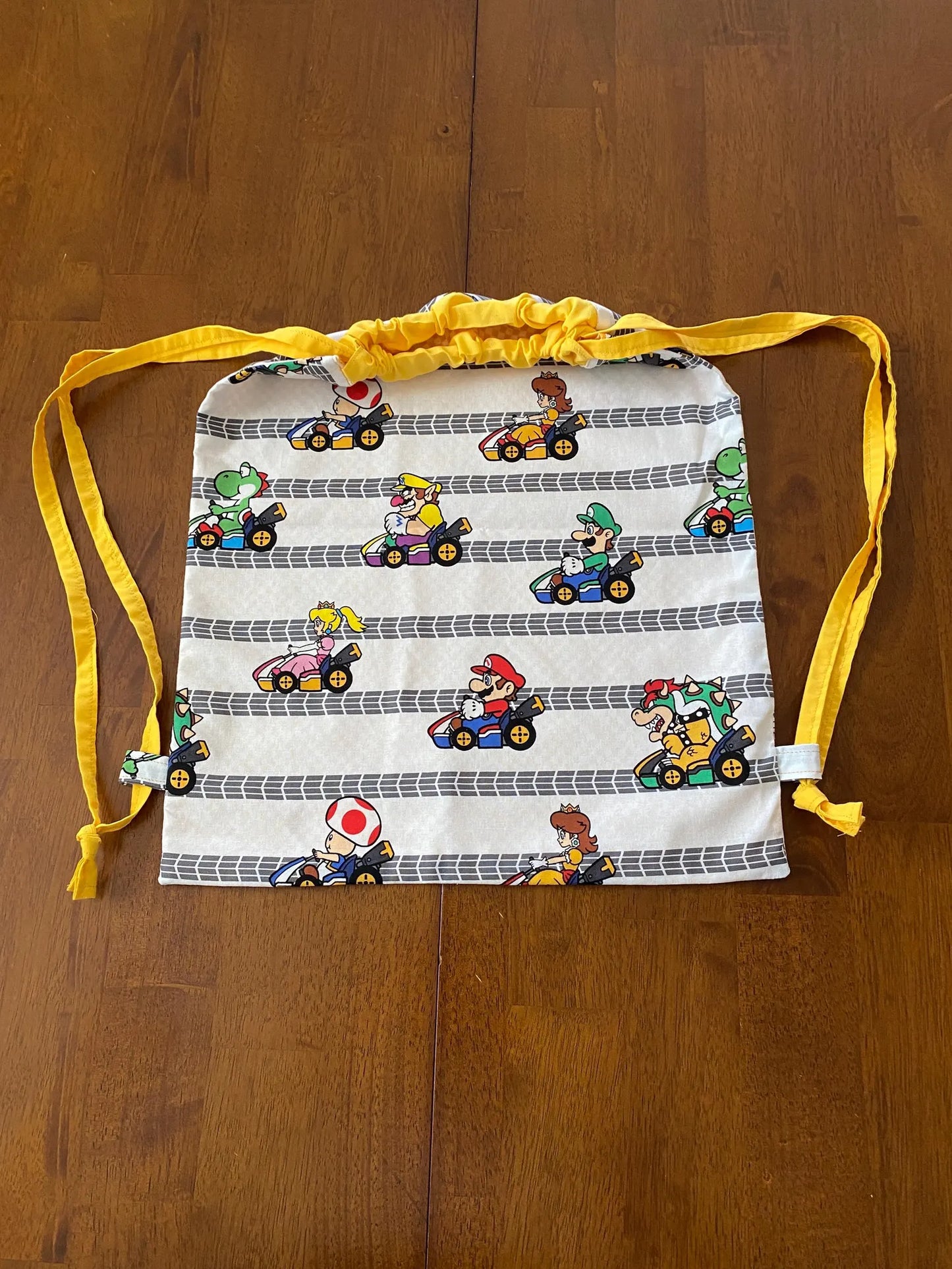 Handmade Child Mario Bros Backpack With Draw Straps