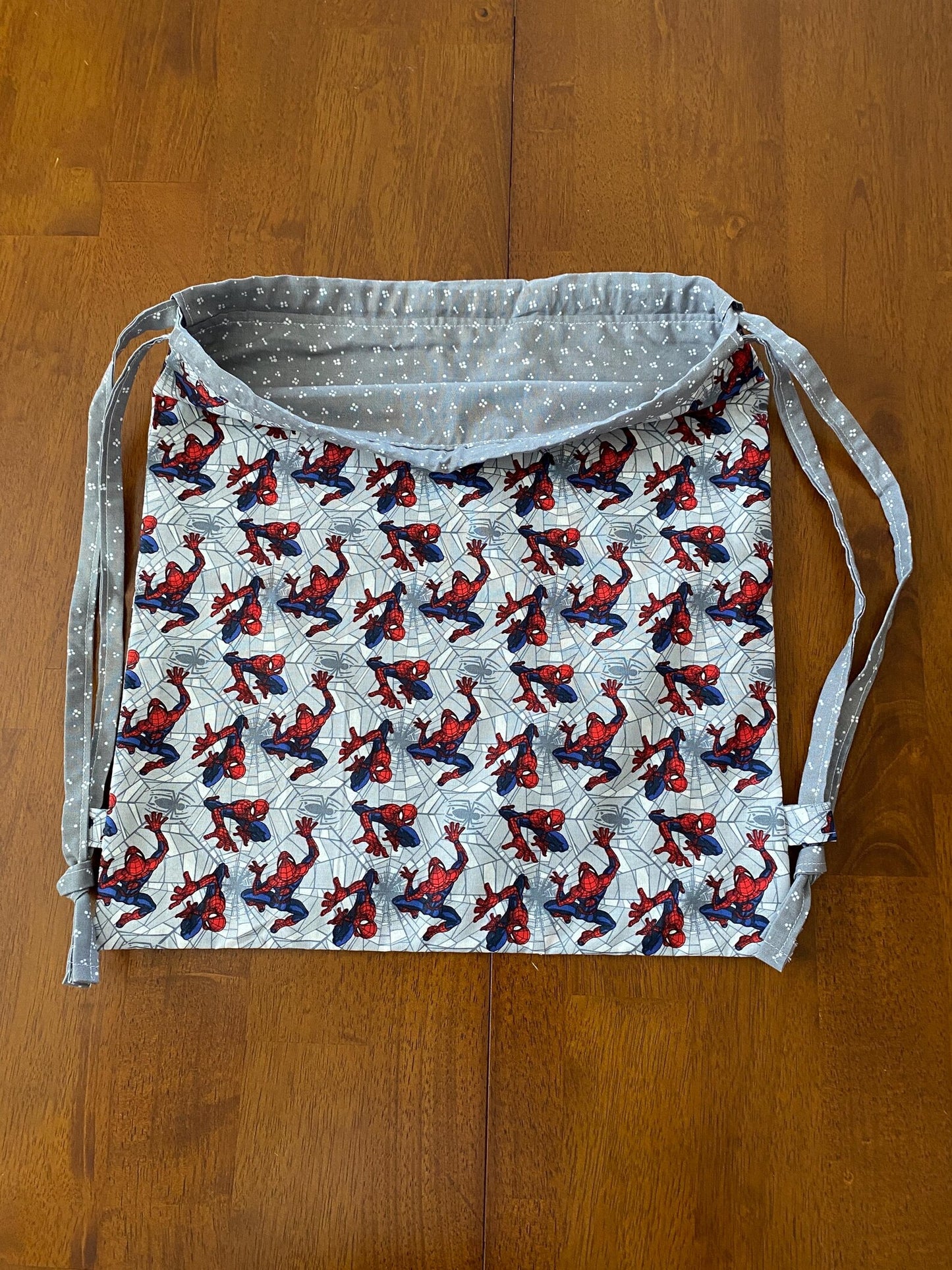 Handmade Child Spiderman Backpack With Draw Straps