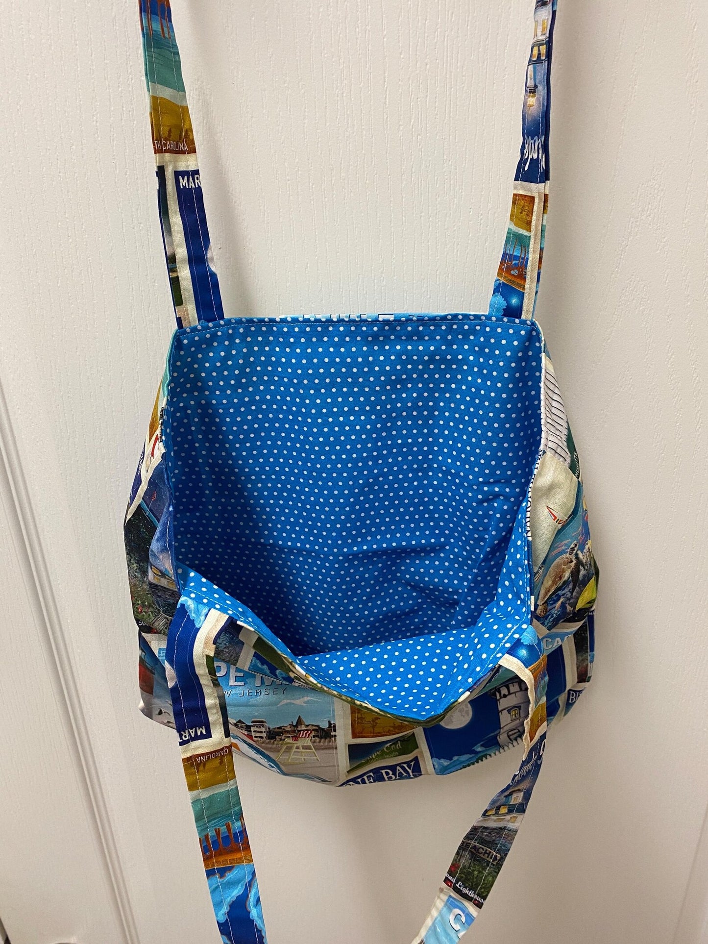 Handmade Reversible Large Tote Bag with Lighthouses