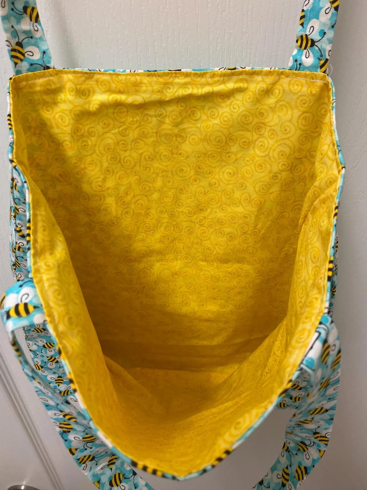 Handmade Reversible Large Tote Bag with Bumble Bees
