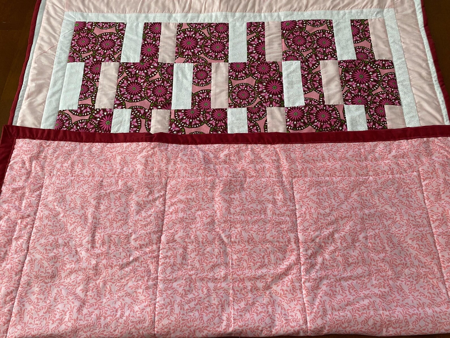 Pink Flowers and Butterfly's Lap Quilt