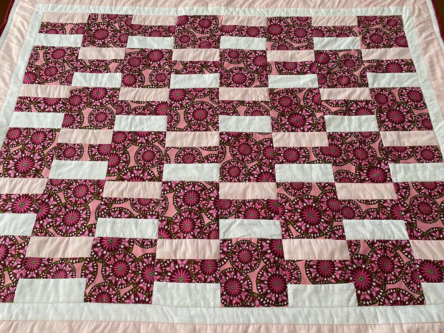 Pink Flowers and Butterfly's Lap Quilt