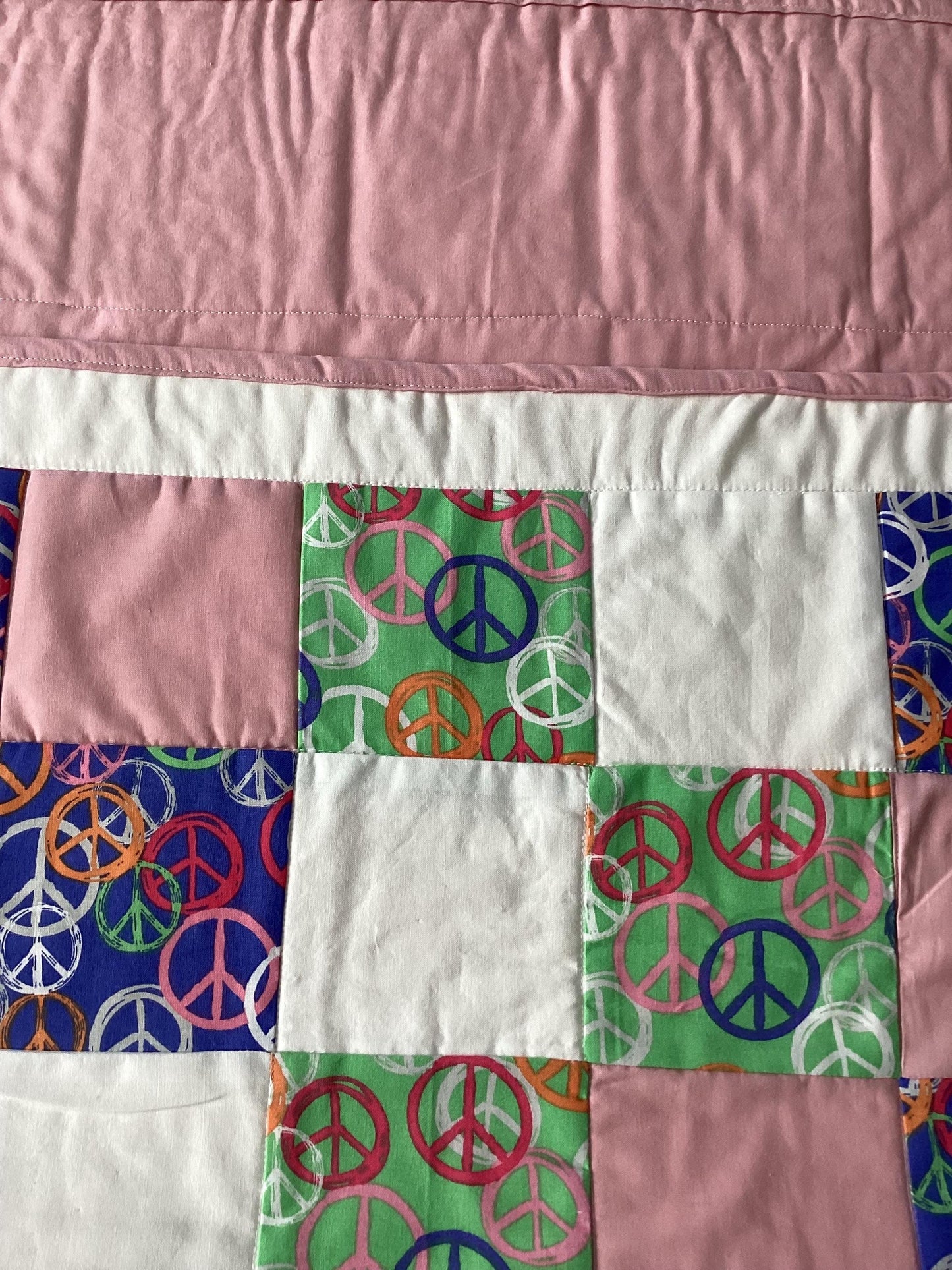 Handmade Peace Symbols Teen Throw Quilt