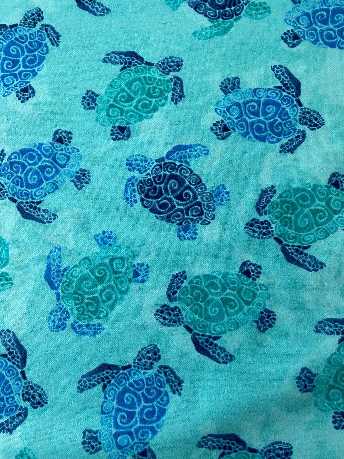 Handmade Standard/Queen Size Flannel Pillowcase Swimming Turtles