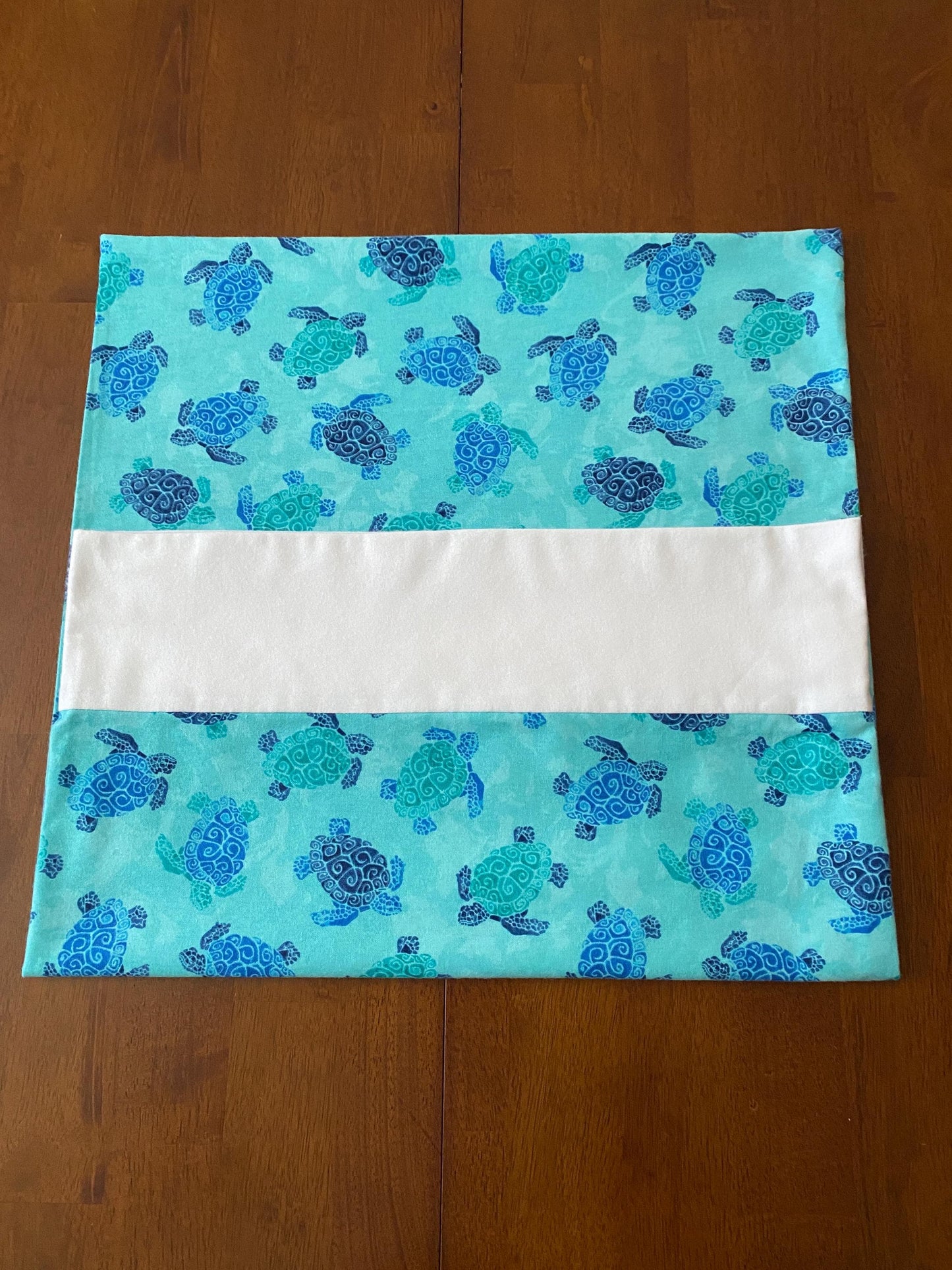 Handmade Standard/Queen Size Flannel Pillowcase Swimming Turtles