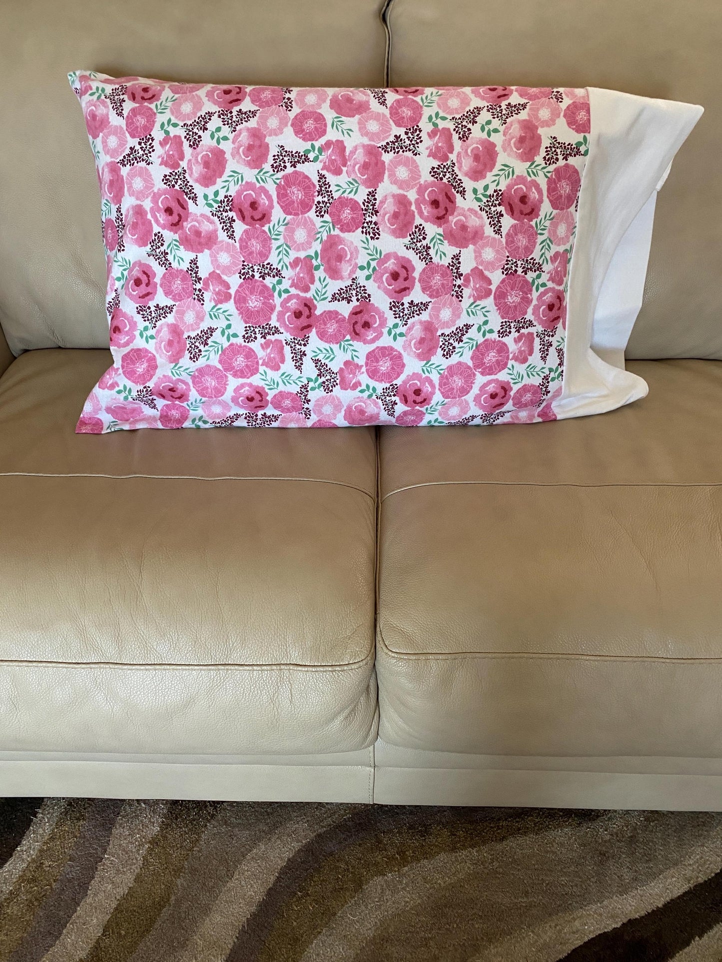 Handmade Standard/Queen Size Flannel Pillowcase Paris Floral