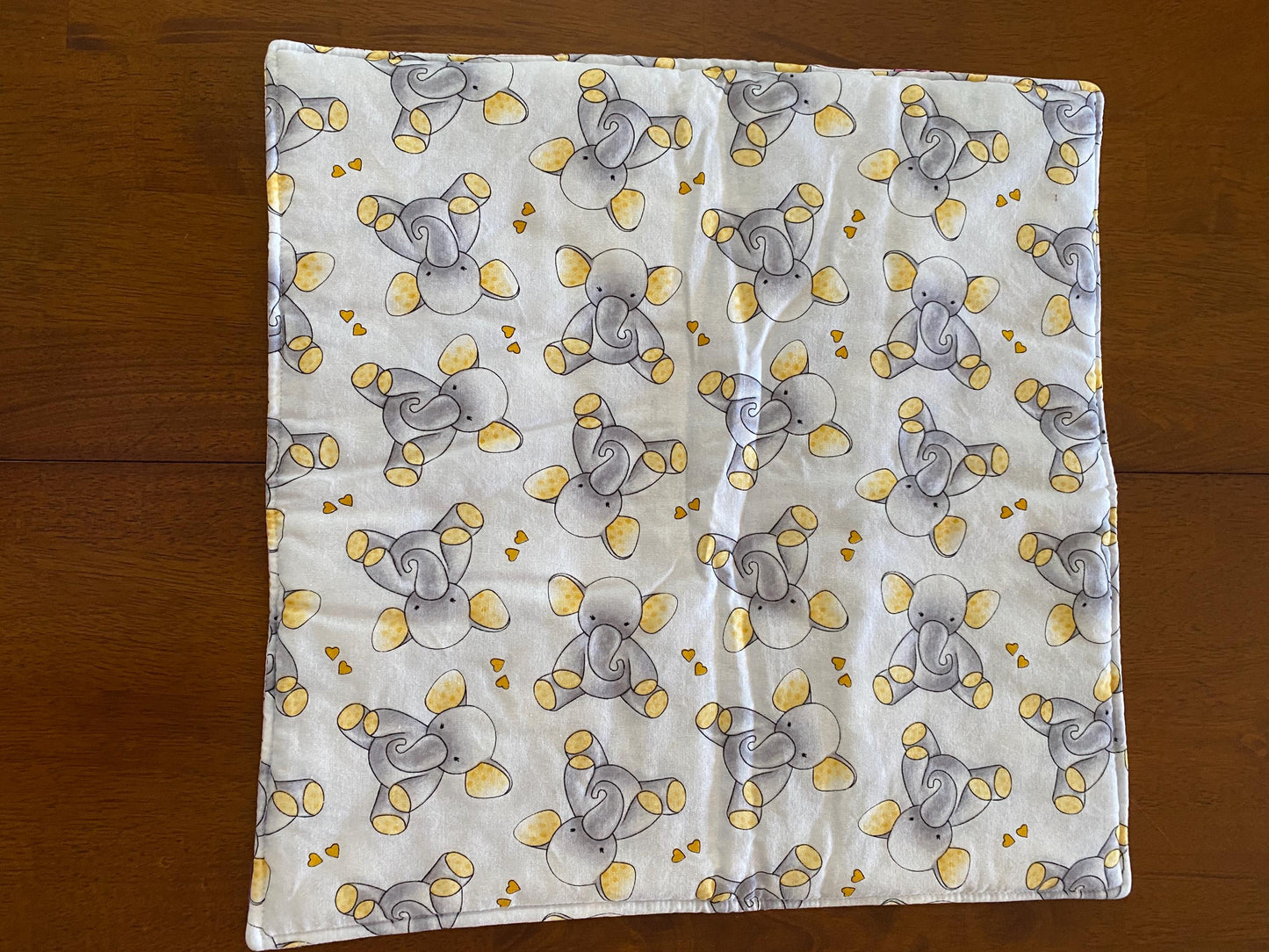 Handmade Baby Doll Quilted Blanket with Colorful Baby Elephants