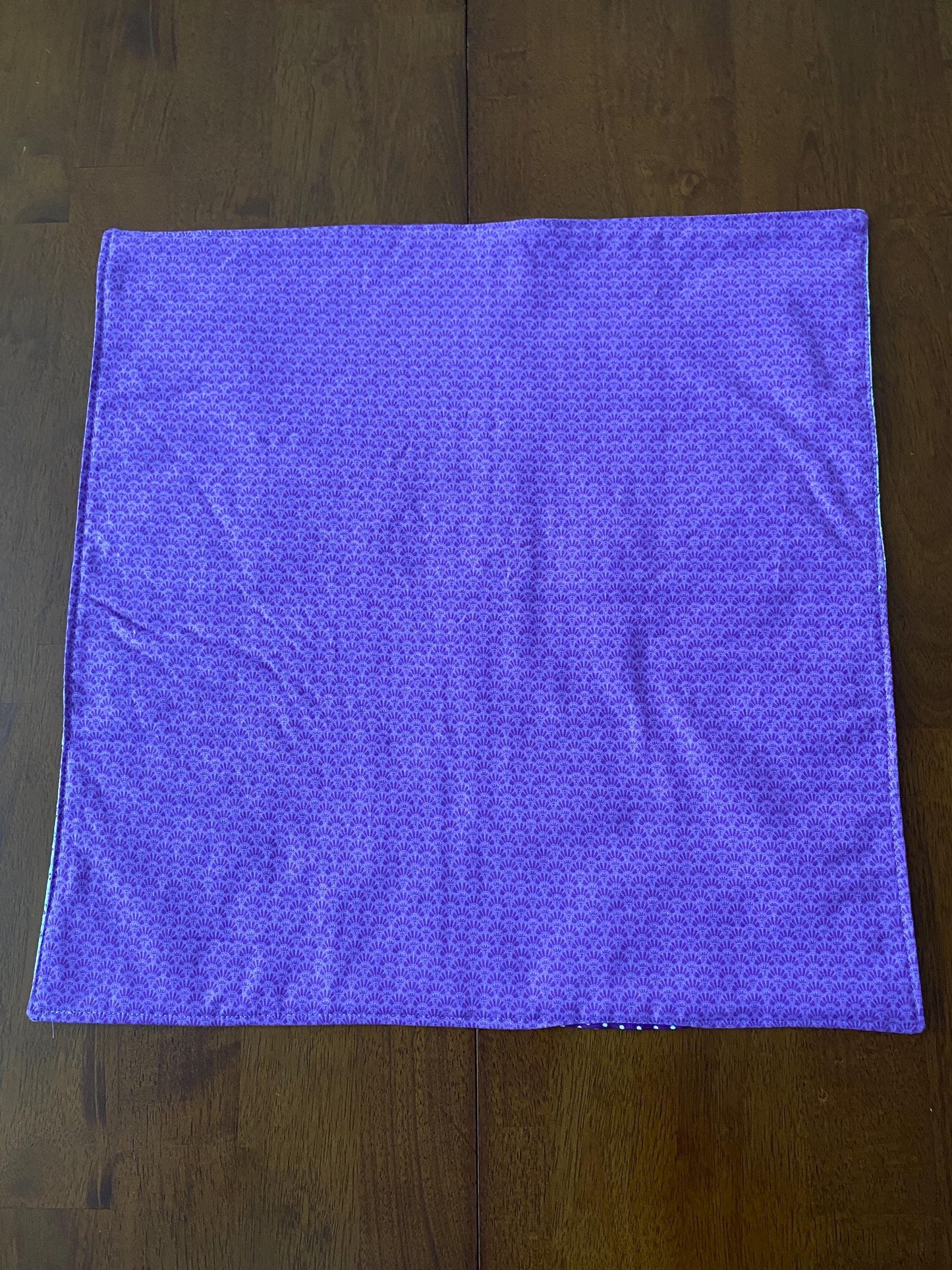 Handmade Baby Doll Quilted Blanket with Polka Dots and Flower Blocks Purple