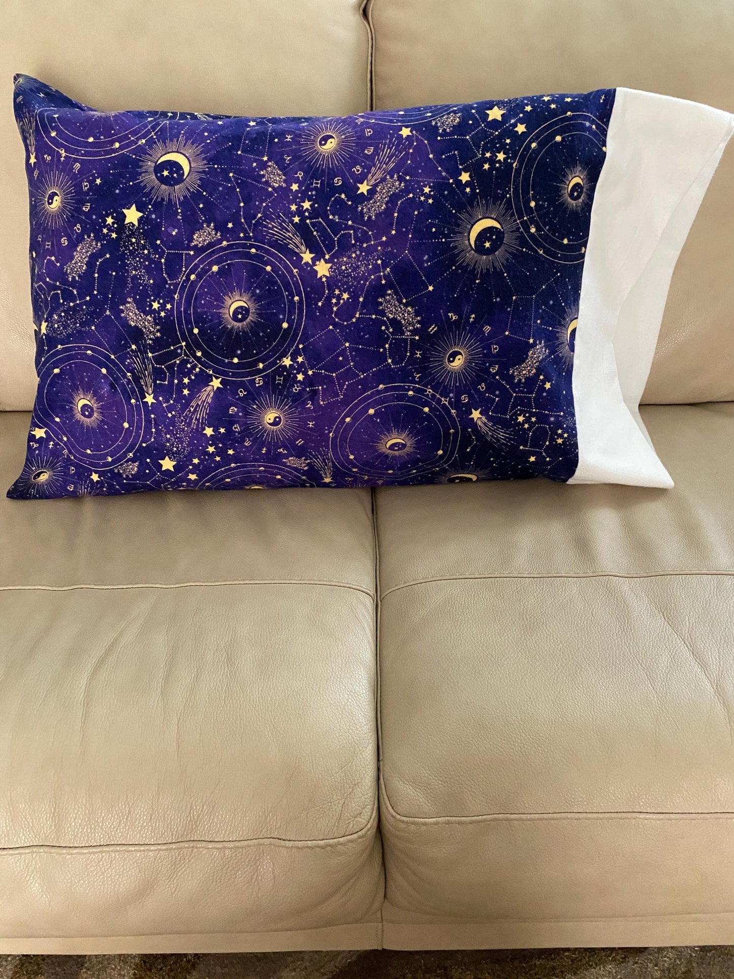 Handmade Standard/Queen Size Flannel Pillowcase Zodiac Constellations