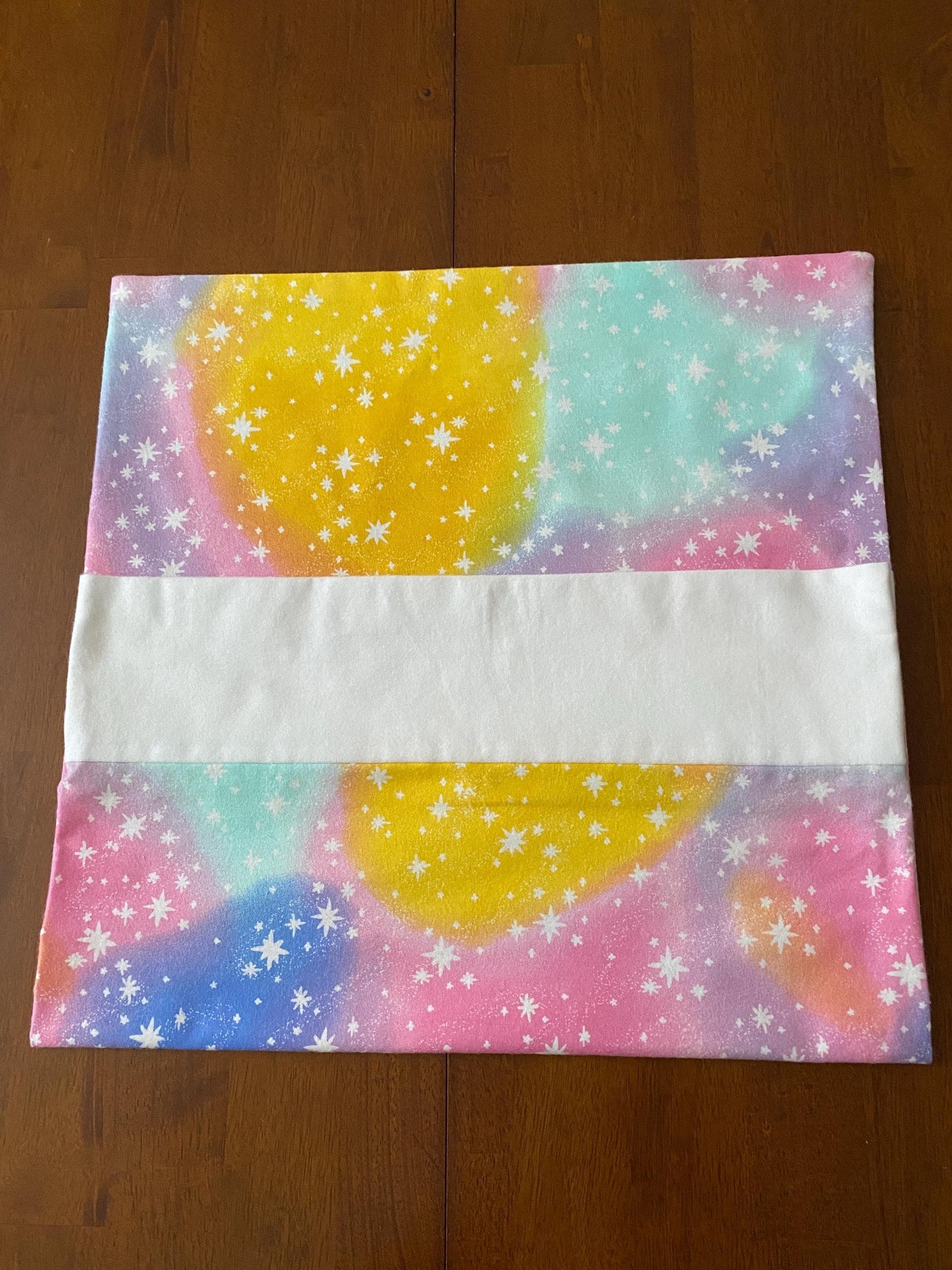 Handmade Standard/Queen Size Flannel Pillowcase Stars On Tie Dye