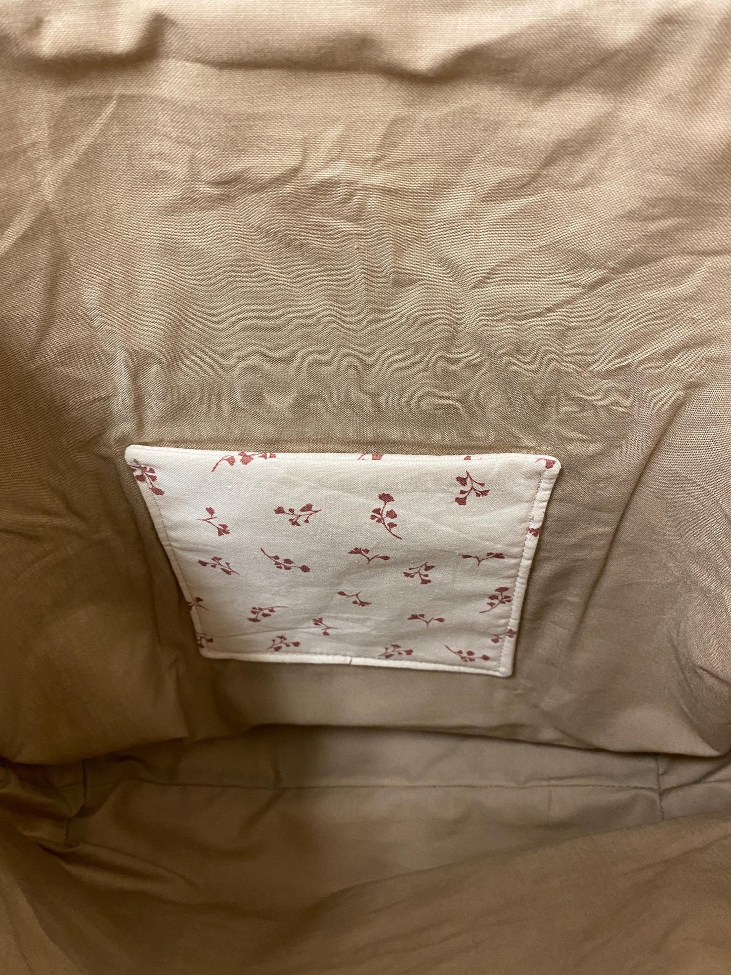Handmade Lined Large Size Vines on Ivory Reversible Tote Bag