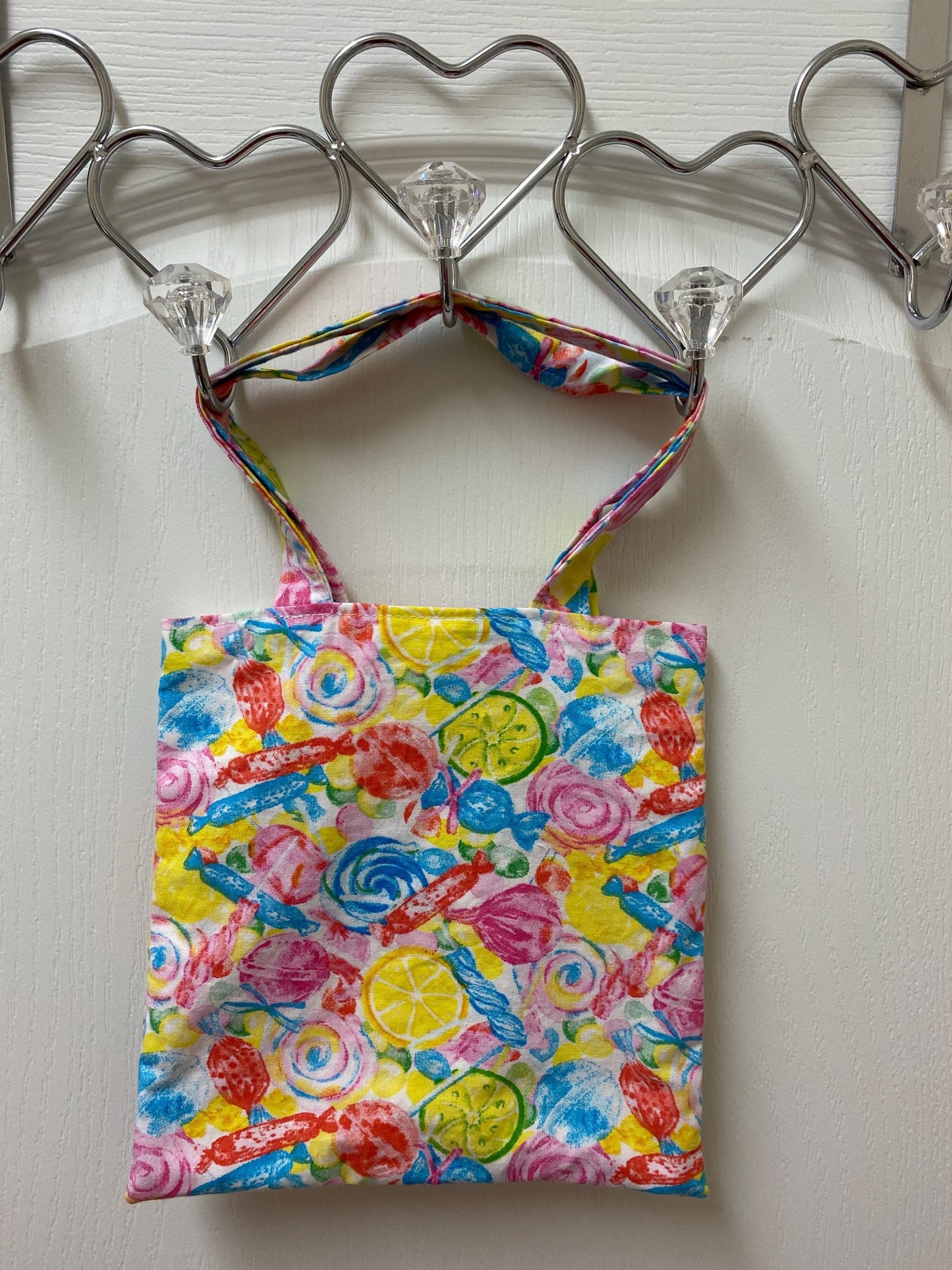 Handmade Lined Child Colorful Candy Reversible Tote Bag Stars Lining