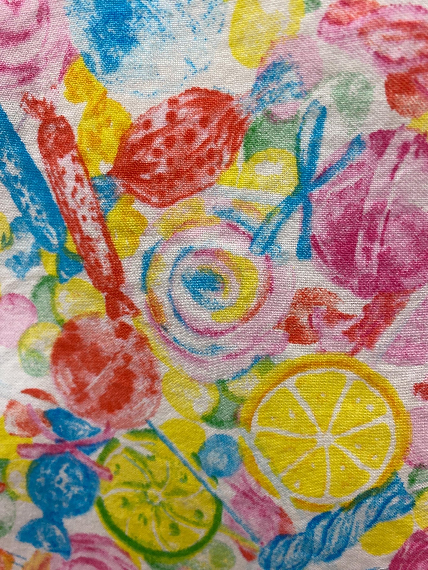 Handmade Lined Child Colorful Candy Reversible Tote Bag White Handles