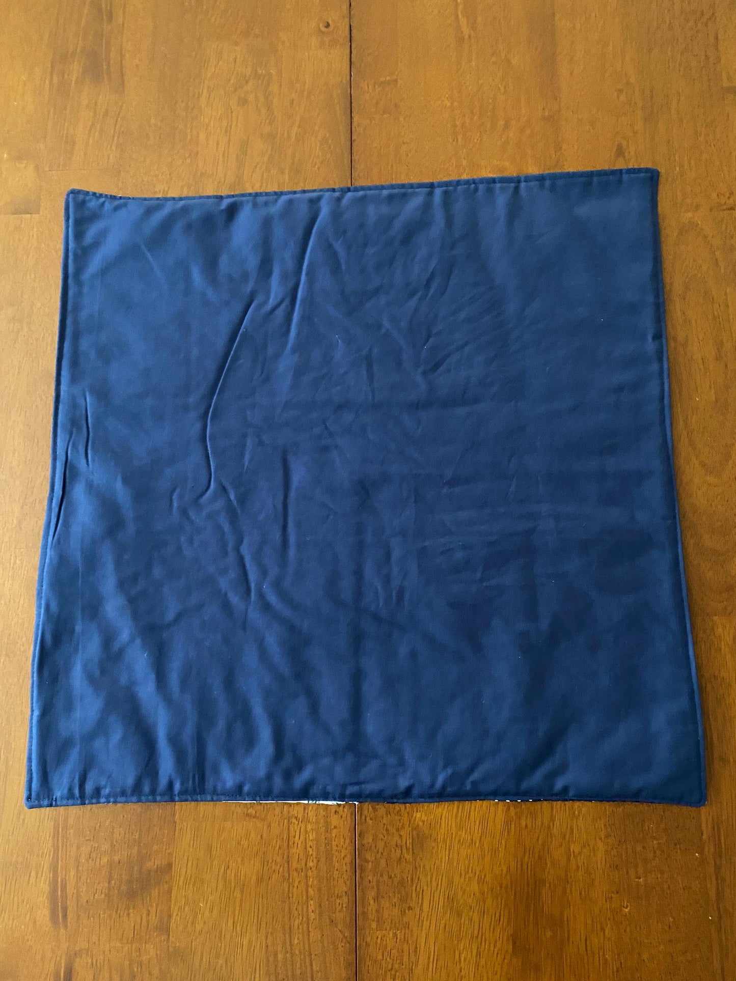 Handmade Baby Doll Quilted Blanket with Polka Dots and Flower Blocks Navy