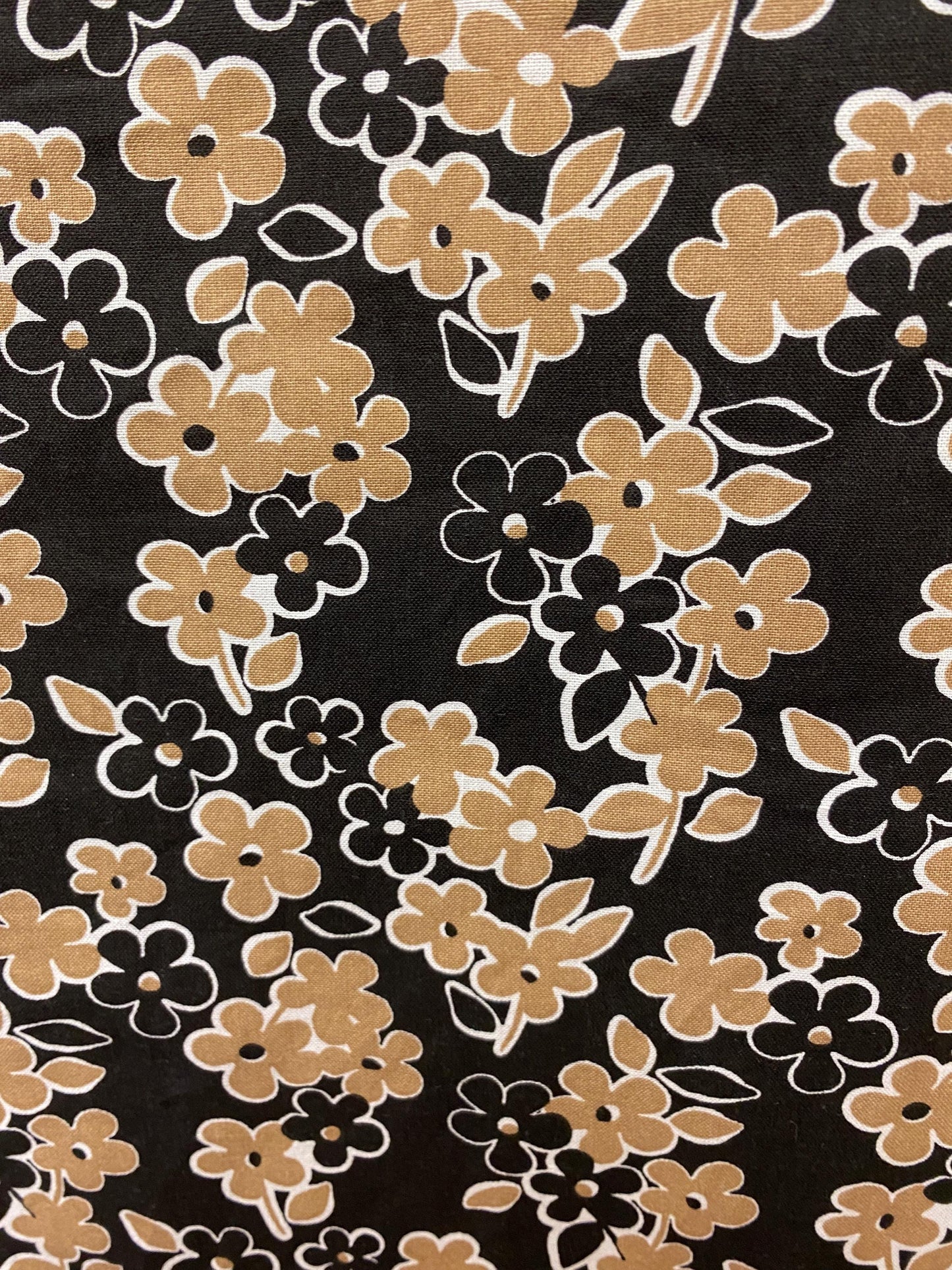 Handmade Lined Large Size Black and Gold Flowers Reversible Tote Bag