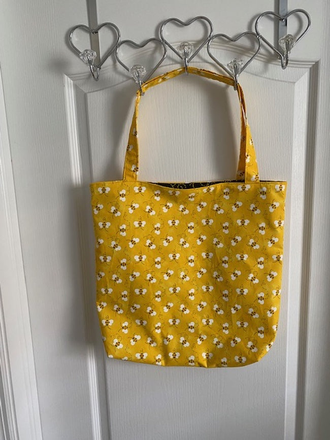 Handmade Lined Large Size Bumble Bee Reversible Tote Bag