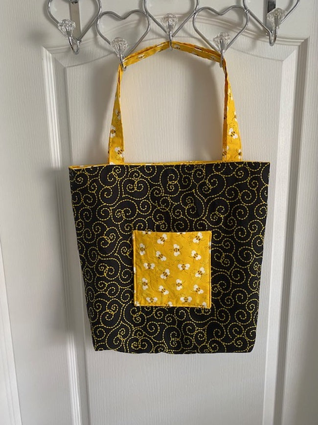 Handmade Lined Large Size Bumble Bee Reversible Tote Bag