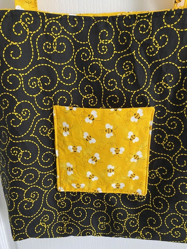 Handmade Lined Large Size Bumble Bee Reversible Tote Bag
