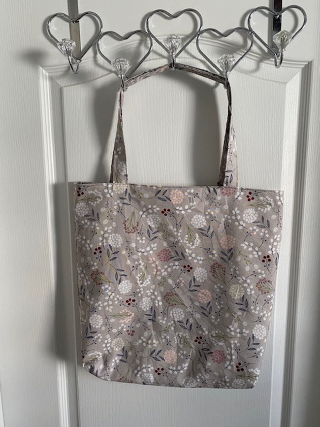 Handmade Lined Large Size Flowers Reversible Tote Bag