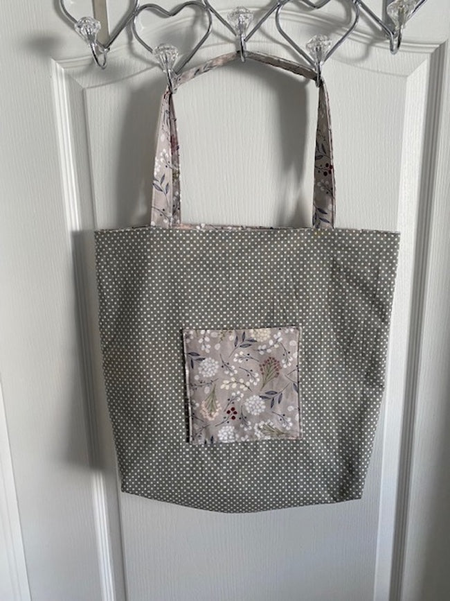 Handmade Lined Large Size Flowers Reversible Tote Bag