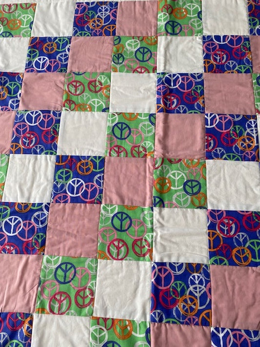 Handmade Peace Symbols Teen Throw Quilt