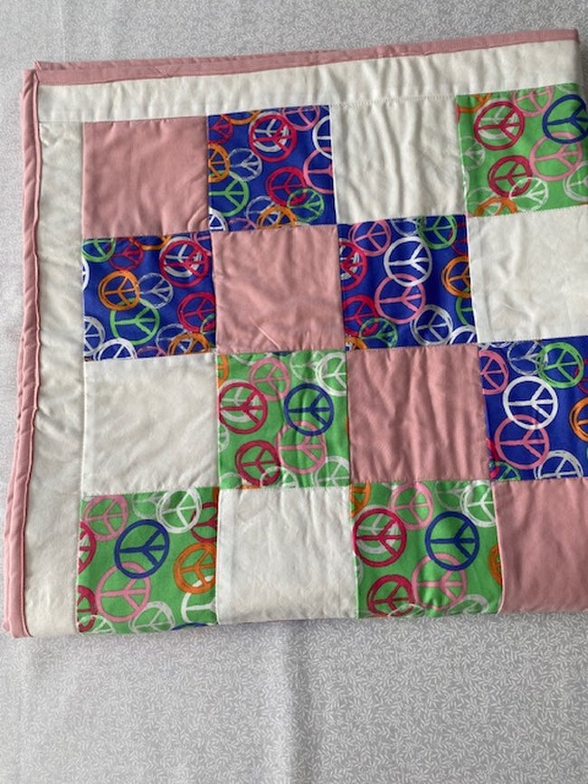 Handmade Peace Symbols Teen Throw Quilt