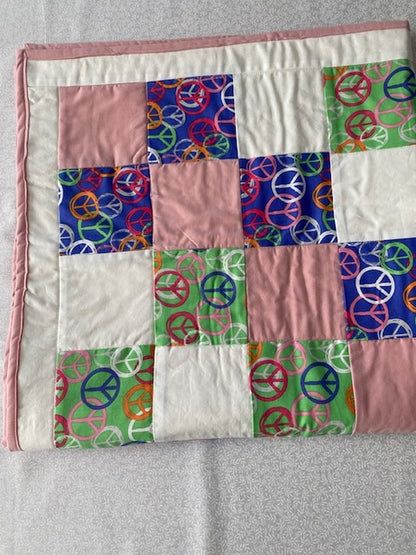 Handmade Peace Symbols Teen Throw Quilt