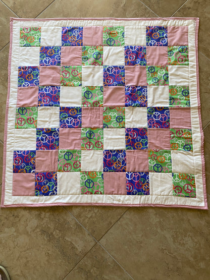Handmade Peace Symbols Teen Throw Quilt