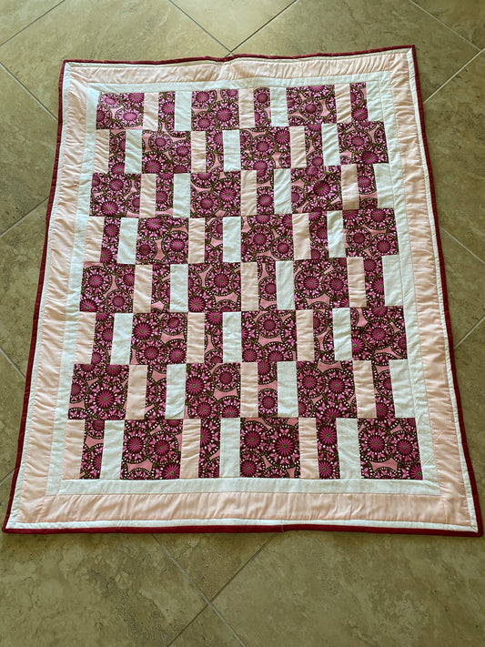 Pink Flowers and Butterfly's Lap Quilt