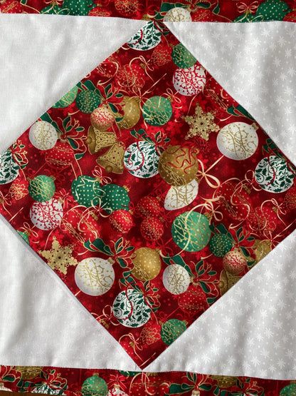 Handmade XMAS Holiday Table Runner Old Fashioned Ornaments