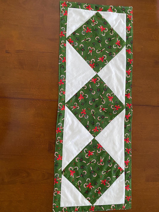 Handmade XMAS Holiday Table Runner Candy Canes and Bows