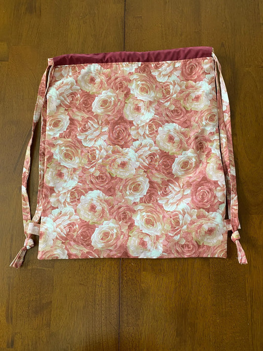 Handmade Child Pink Roses Backpack With Draw Straps