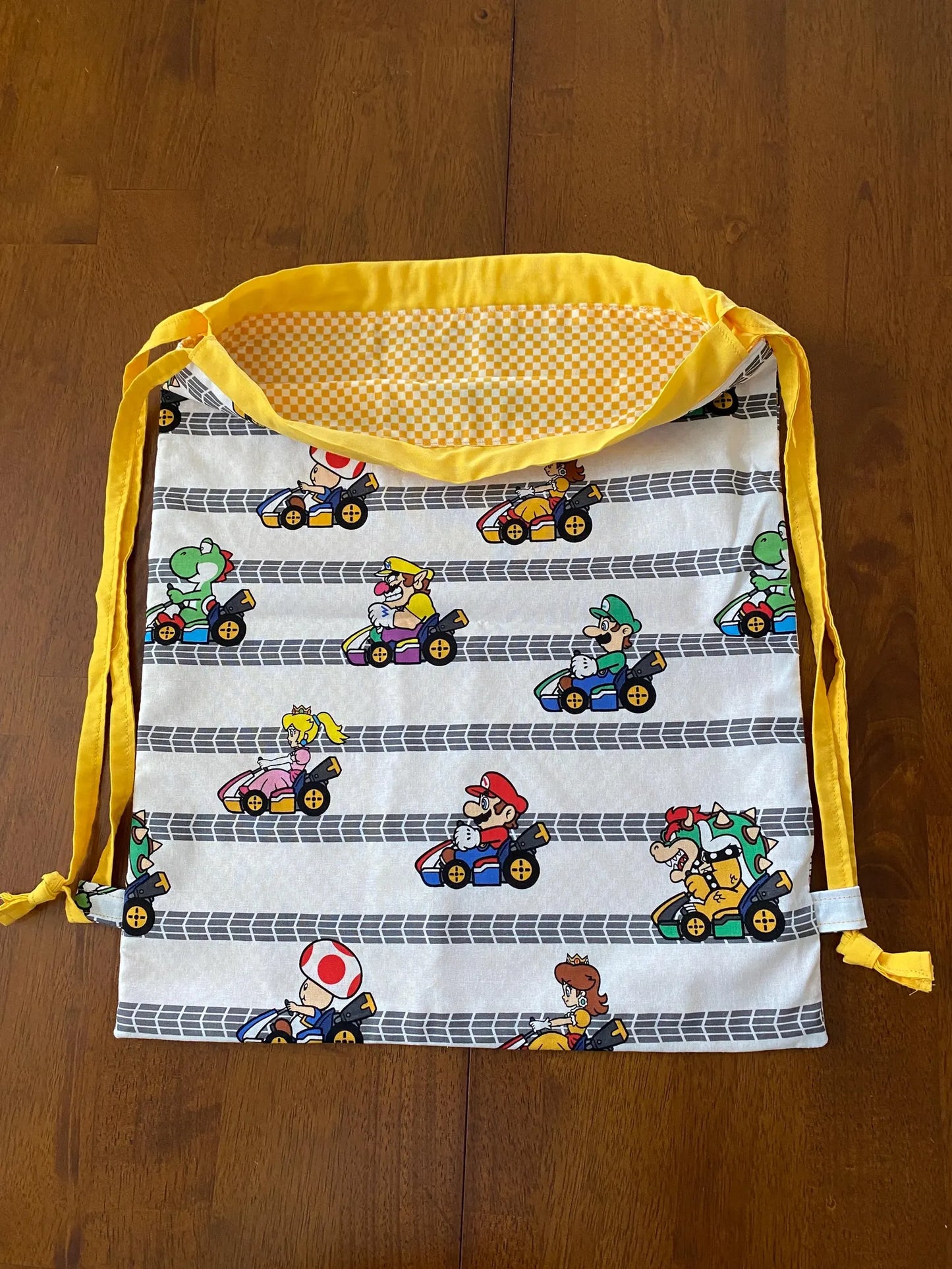 Handmade Child Mario Bros Backpack With Draw Straps