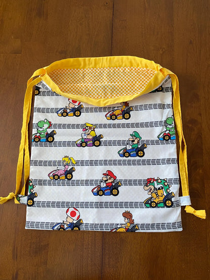 Handmade Child Mario Bros Backpack With Draw Straps
