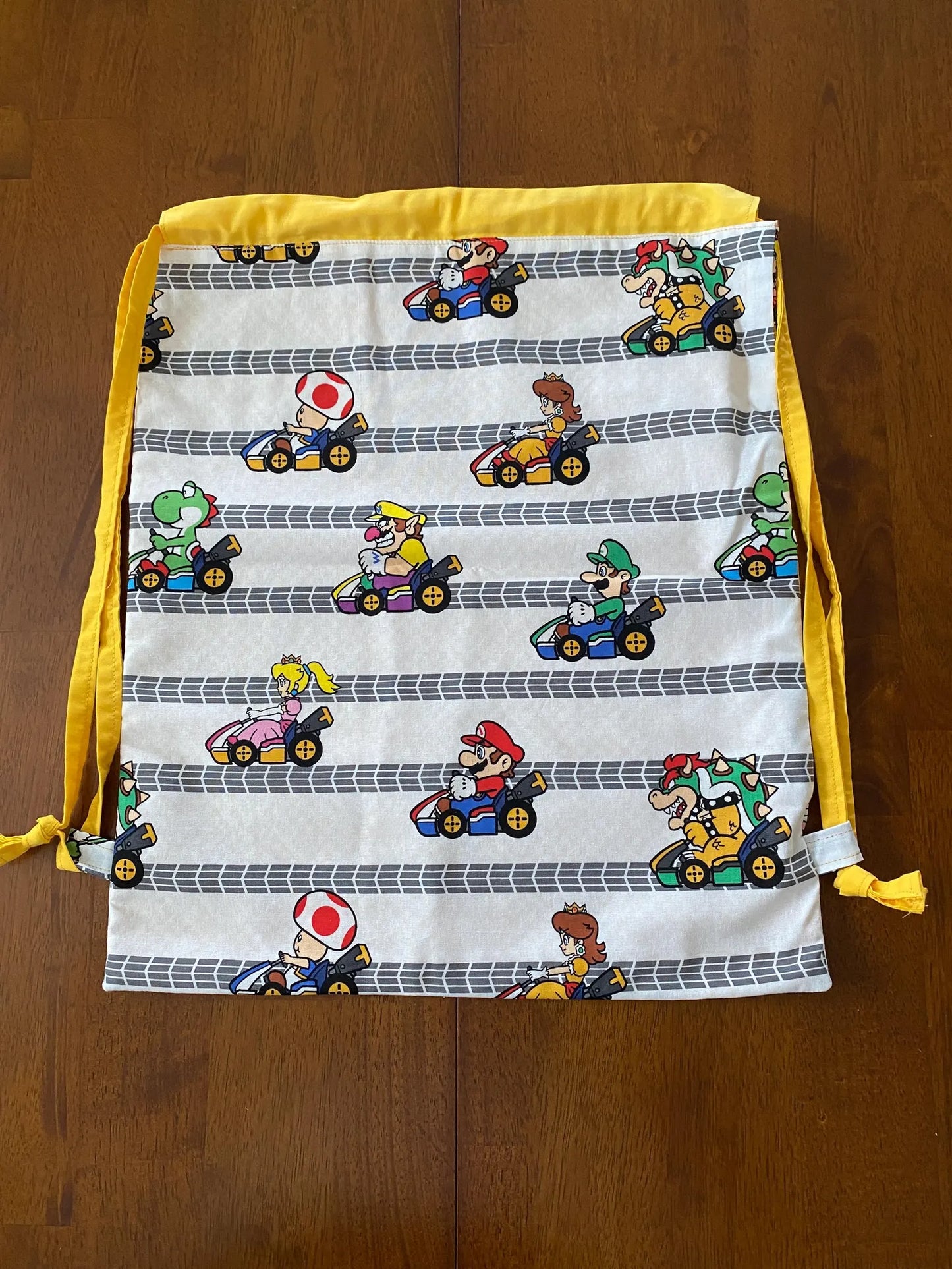 Handmade Child Mario Bros Backpack With Draw Straps