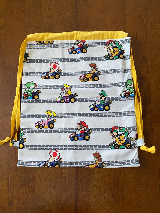 Handmade Child Mario Bros Backpack With Draw Straps