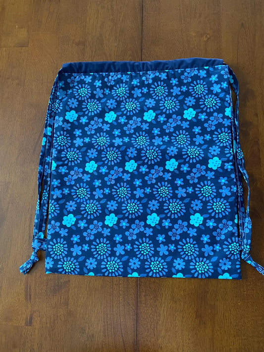 Handmade Child Purple Flowers Backpack With Draw Straps