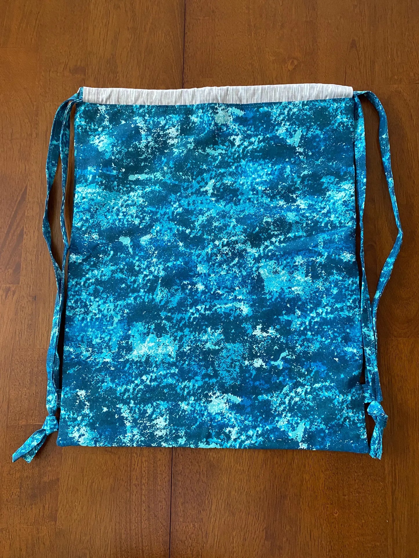 Handmade Child Splash of Teal Backpack With Draw Straps