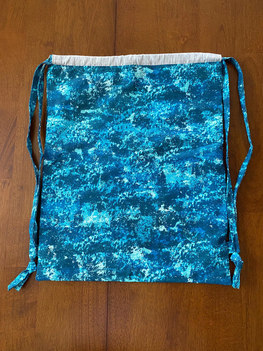 Handmade Child Splash of Teal Backpack With Draw Straps