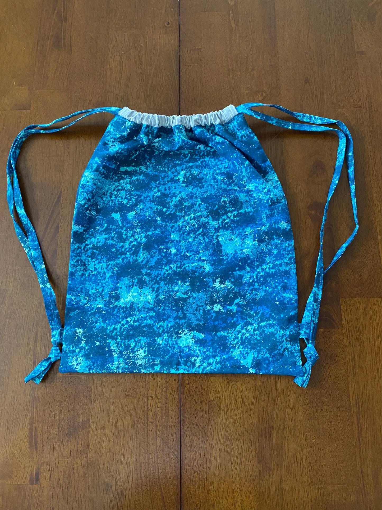 Handmade Child Splash of Teal Backpack With Draw Straps