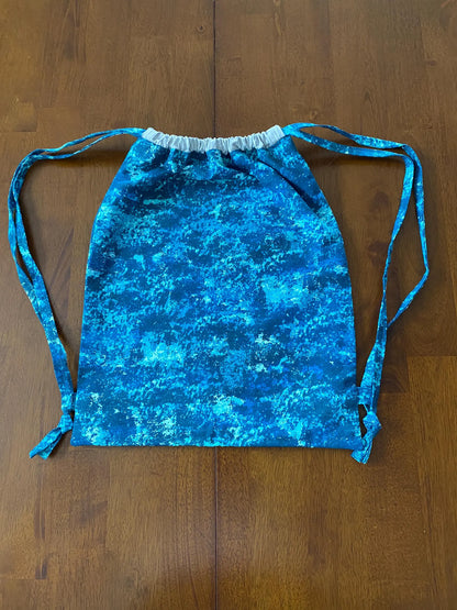 Handmade Child Splash of Teal Backpack With Draw Straps