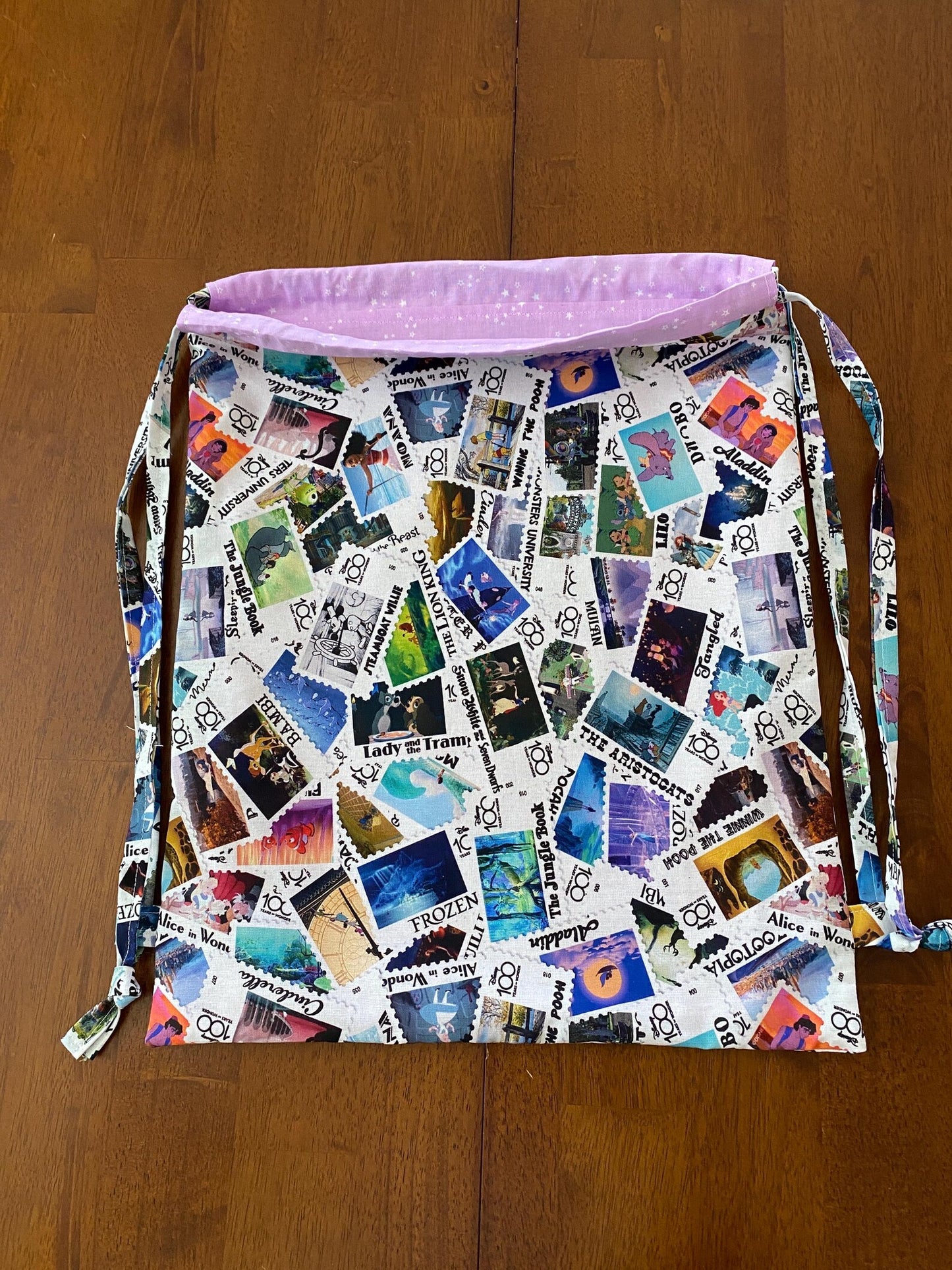 Handmade Child Disney Stamps Backpack With Draw Straps