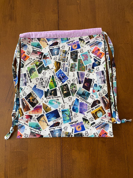 Handmade Child Disney Stamps Backpack With Draw Straps