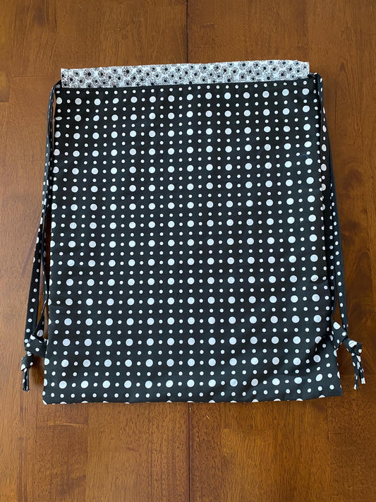 Handmade Child Black and White Dots Backpack With Draw Straps