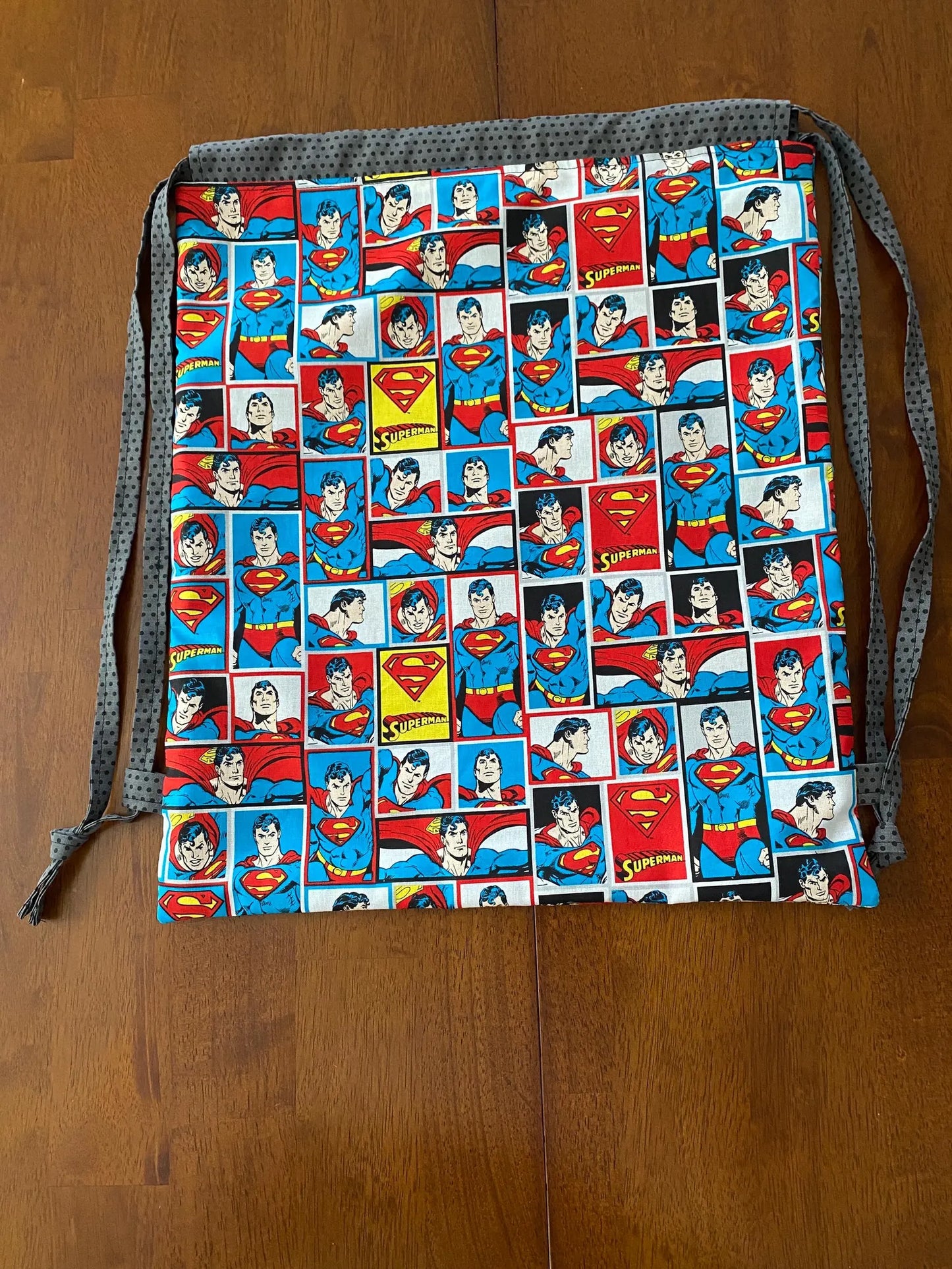 Handmade Child Superman Backpack With Draw Straps