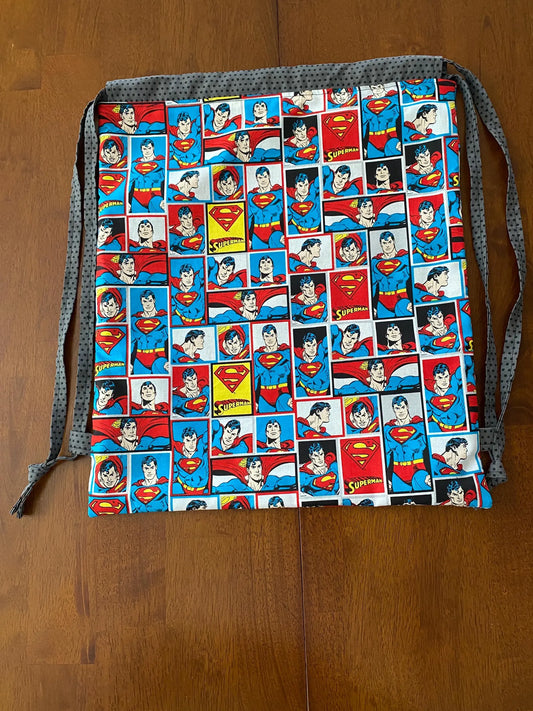 Handmade Child Superman Backpack With Draw Straps