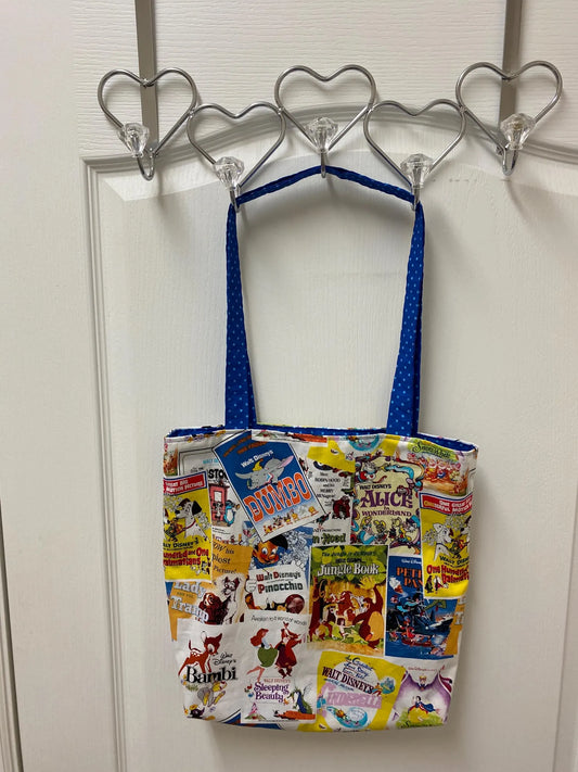 Handmade Reversible Large Tote Bag with Disney Movies